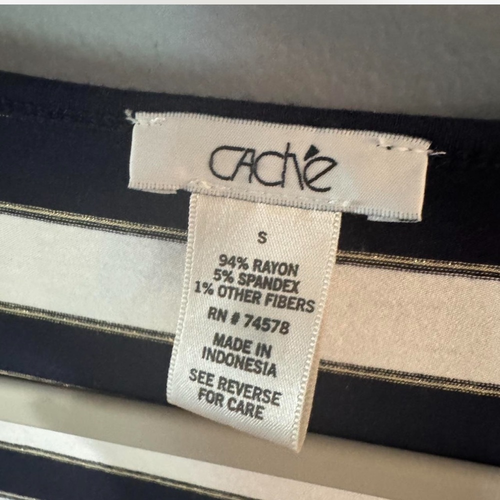 Cache Striped Embellished Fitted Tee - Small - Picture 3 of 8